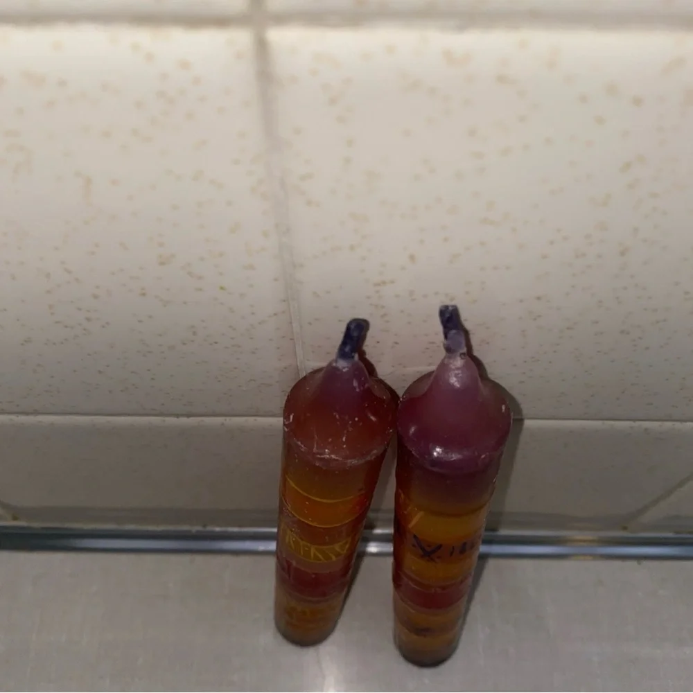 Vintage‎ Boho Painted Candles Tapered Multi Colored Set Of 2 Never Used Unlit